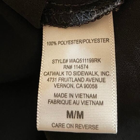 Pilone Black Long Sleeve Drape Front Blouse Size M - Picture 6 of 7